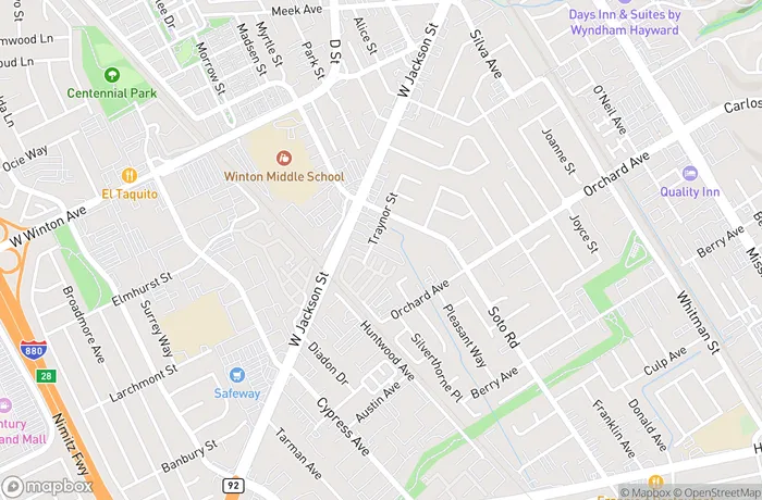 Map of California - Hayward - Traynor Street