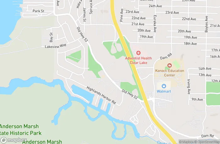 Map of California - Clearlake - Old Highway 53