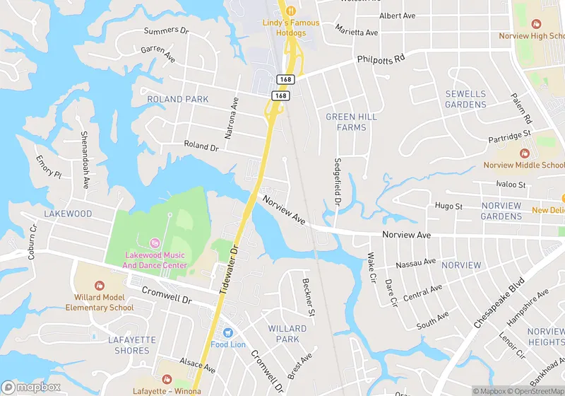 Map of Norview Avenue