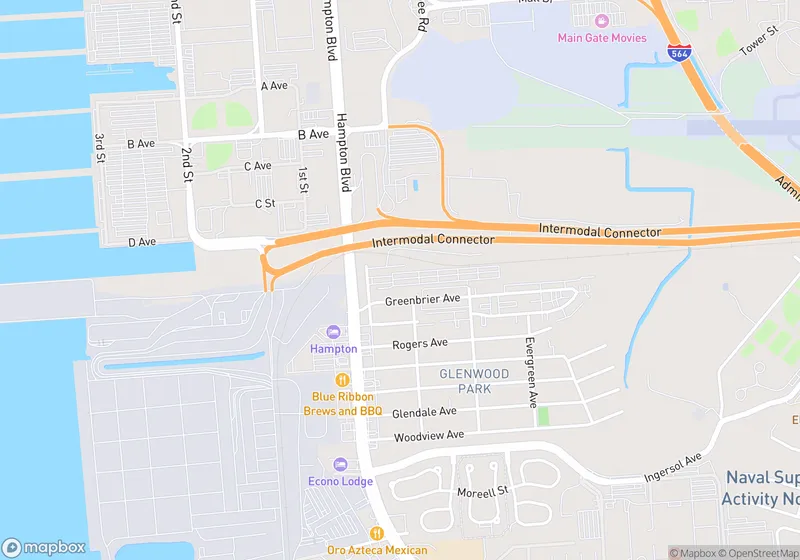 Map of Hampton Blvd