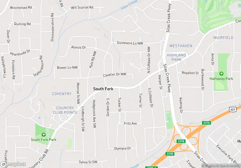 Map of Winston-Salem Country Club