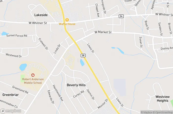 Map of Anderson Highway 28 Bypass