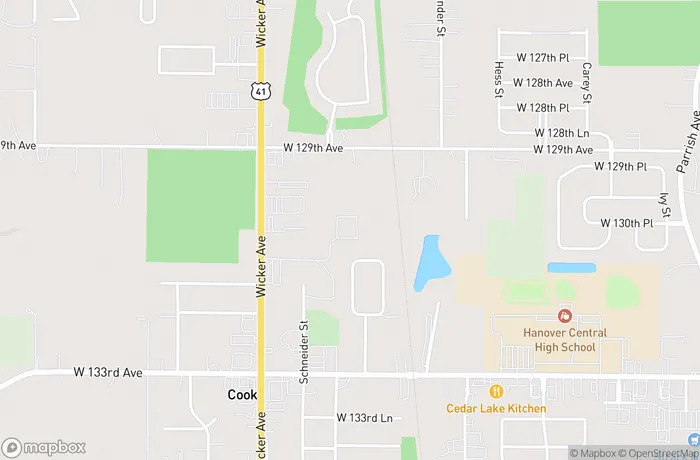 Map of Cedar Lake Wicker Avenue