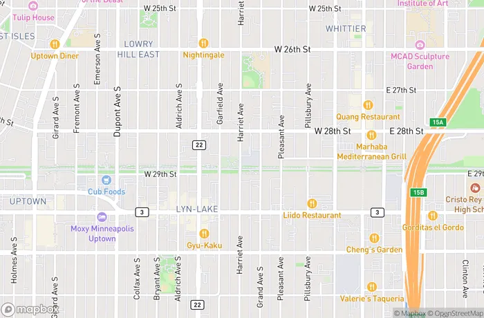 Map of Minneapolis Harriet Avenue