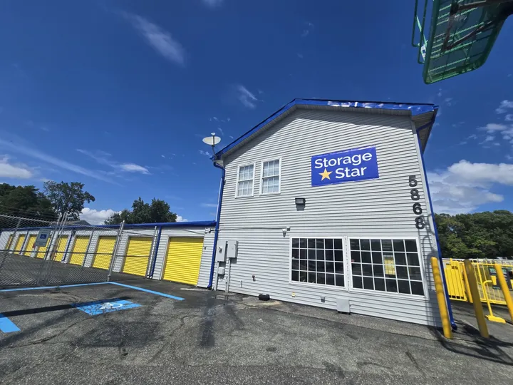 Storage Star Self-Storage in Newport News at 5868 Jefferson Ave, featuring secure drive-up storage with gated access and keypad entry