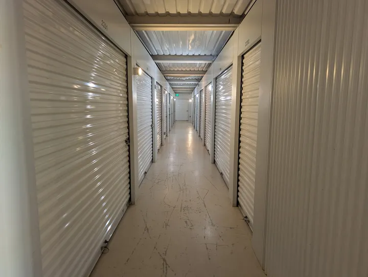 Hallway of climate-controlled storage units in Glen Allen, VA