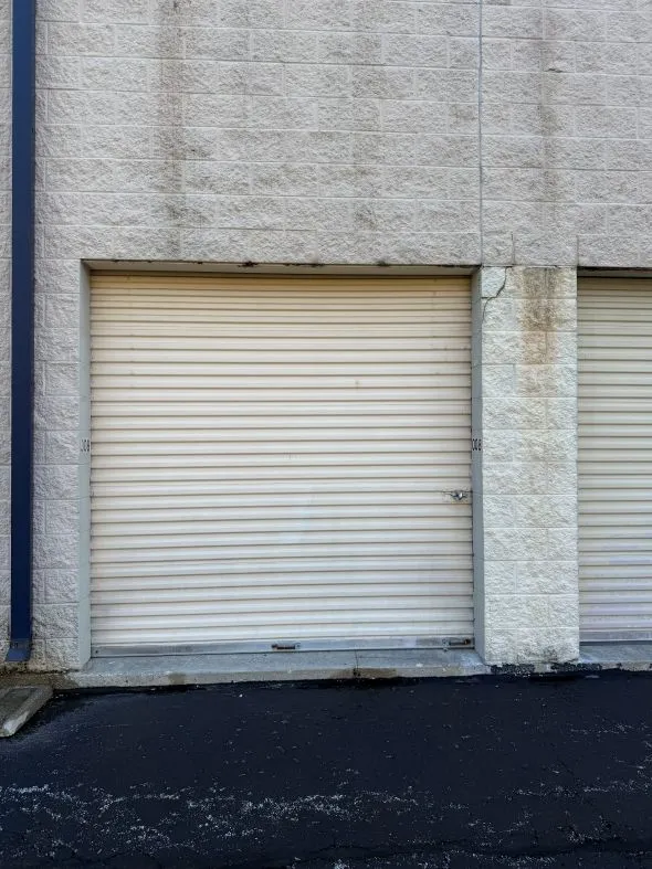 Close-up of an outdoor drive-up storage unit in West Chicago at 28W725 Garys Mill Rd