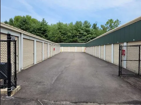 Outdoor drive-up storage units in Montpelier, VA, with convenient wide drive aisles