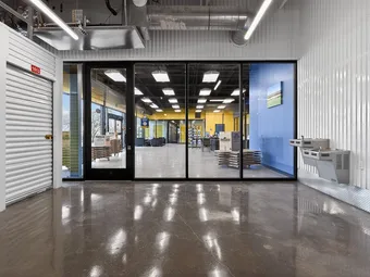 Interior hallway looking into the facility office.