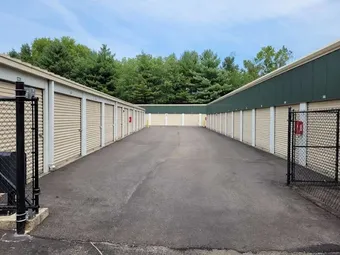Outdoor drive-up storage units in Montpelier, VA, with convenient wide drive aisles