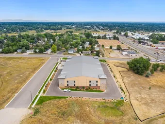 Aerial view of the storage facility surrounded by landscape.
