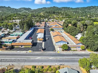 Aerial view of the self-storage facility in a valley
