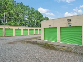Wide drive aisles and drive-up storage units