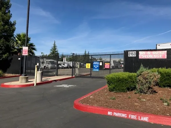 Gated vehicle entrance for RV and boat storage