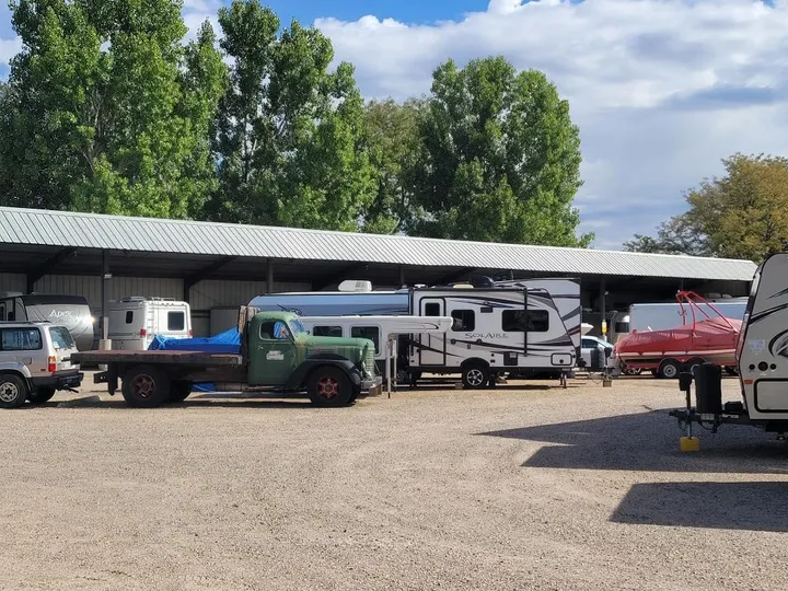 Covered RV, boat, and vehicle parking area