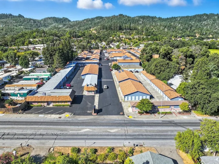 Aerial view of the self-storage facility in a valley