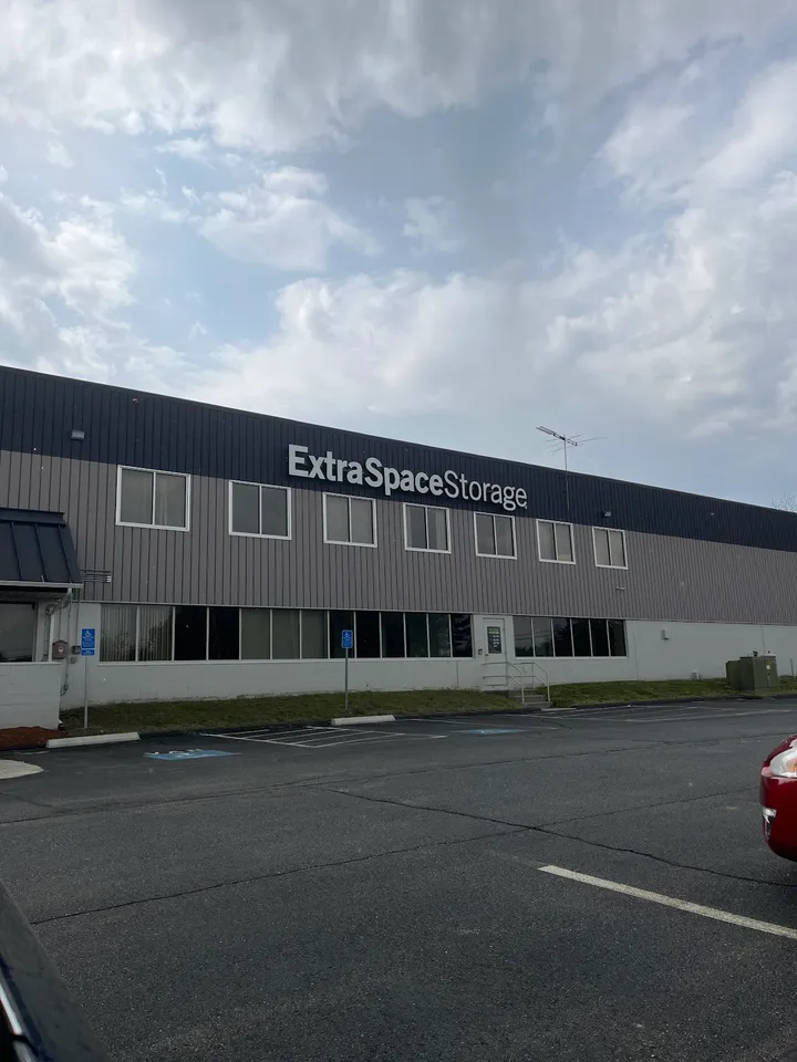 Exterior of the Extra Space Storage building with logo signage.