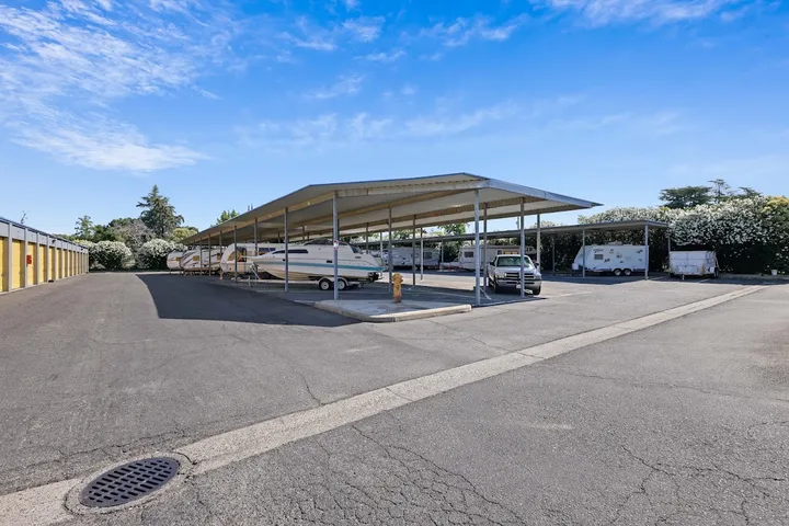 Covered parking for RVs, boats, and vehicles.