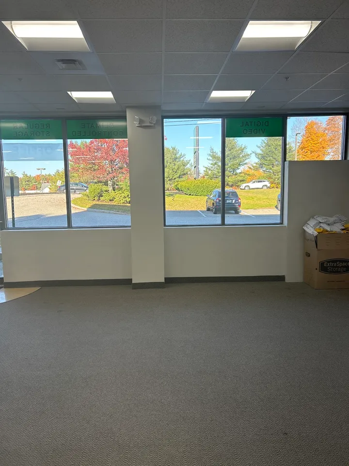 Empty office interior space with boxes.