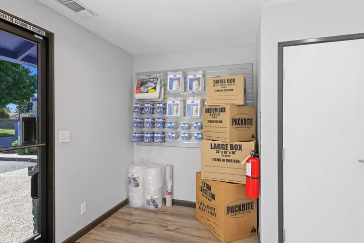 Selection of packing supplies and moving boxes available in the office.