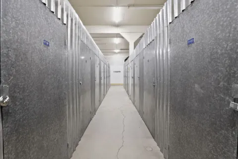 Hallways of indoor heated storage units in Anchorage, Alaska