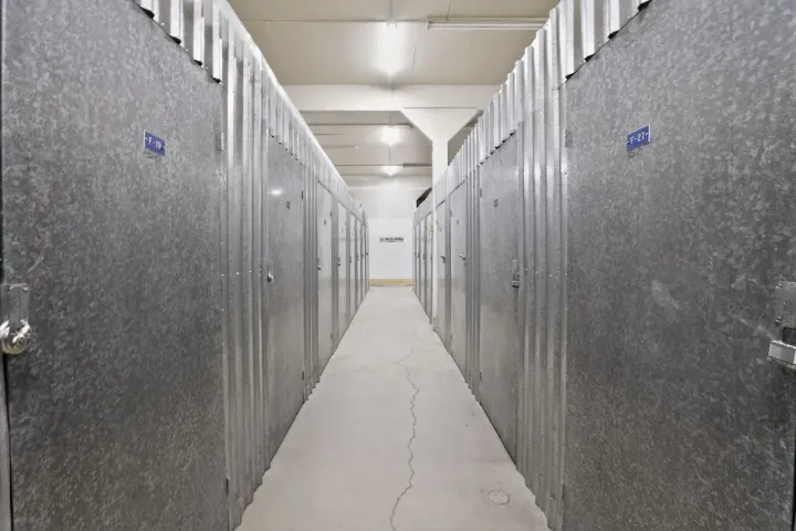 Hallways of indoor heated storage units in Anchorage, Alaska