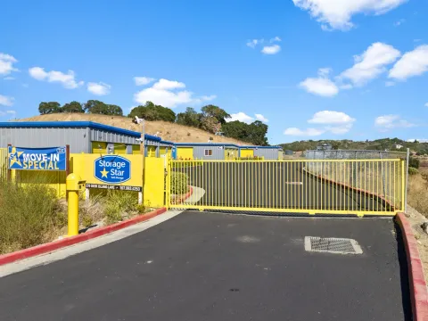 Secure gated access at Storage Star in Novato, California, on Deer Island Lane